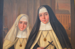 Sr. Mechtildis, geborene Maria Vossen (weißer Schleier, links) Sr. Gertrud geborene Emma Vossen (schwarzer Schleier, rechts)