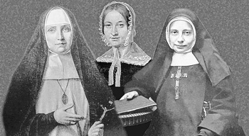 Aus gut situierten Kreisen im Einsatz für arme Kinder: Clara Fey, Pauline von Mallinckrodt und Franziska Schervier (von links). Foto: PIJ-Archiv/Montage: Michael Lejeune